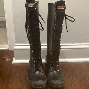 Hunter Black Lace-Up Women's Boots